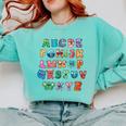 ABC Cute Monster Alphabet Halloween Teacher Costume Kids Comfort Colors Sweatshirt Chalky Mint