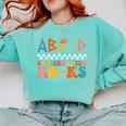 ABCD Kindergarten Rocks Back To School Teacher Kindergarten Comfort Colors Sweatshirt Chalky Mint