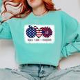 American Flag Teach Love Freedom Preschool Teacher 4th July Comfort Colors Sweatshirt Chalky Mint