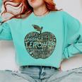 Apple Camoflauge Clothing Camo Student Teacher Cute School Comfort Colors Sweatshirt Chalky Mint