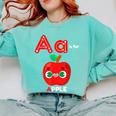 A Is For Apple Pre-K Kindergarten Teacher Student Comfort Colors Sweatshirt Chalky Mint