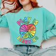 Apple Retro Play Is Learning Kindergarten Teacher Daycare Comfort Colors Sweatshirt Chalky Mint