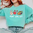 Art Teacher Peace Love Art For Artists And Painters Comfort Colors Sweatshirt Chalky Mint