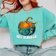 Art Teacher Pumpkin Halloween Night Men Women Comfort Colors Sweatshirt Chalky Mint Art Teacher Pumpkin Halloween Night Men Women Comfort Colors Sweatshirt Chalky Mint
