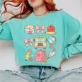 Back To School Coquette Teacher Women Girl Kindergarten PreK Comfort Colors Sweatshirt Chalky Mint Back To School Coquette Teacher Women Girl Kindergarten PreK Comfort Colors Sweatshirt Chalky Mint