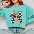 Back To School Hello Fifth Grade Teacher Coquette Pencil Bow Comfort Colors Sweatshirt Chalky Mint
