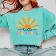 Back To School Hello Preschool For Kids Teacher Women Comfort Colors Sweatshirt Chalky Mint Back To School Hello Preschool For Kids Teacher Women Comfort Colors Sweatshirt Chalky Mint