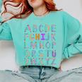 Back To School Kindergarten Alphabet ABC Teacher Women Kids Comfort Colors Sweatshirt Chalky Mint
