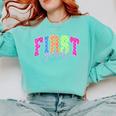 Back To School Neon Checkered First Grade Colorful Teacher Comfort Colors Sweatshirt Chalky Mint Back To School Neon Checkered First Grade Colorful Teacher Comfort Colors Sweatshirt Chalky Mint