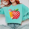 Back To School Pencil And Apple Teacher Student Comfort Colors Sweatshirt Chalky Mint Back To School Pencil And Apple Teacher Student Comfort Colors Sweatshirt Chalky Mint