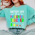 Battery Life Of a Preschool School Teacher School Week Comfort Colors Sweatshirt Chalky Mint Battery Life Of a Preschool School Teacher School Week Comfort Colors Sweatshirt Chalky Mint