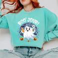 Boo Jour Ghost Halloween French Teacher Cute Coffe Croissant Comfort Colors Sweatshirt Chalky Mint Boo Jour Ghost Halloween French Teacher Cute Coffe Croissant Comfort Colors Sweatshirt Chalky Mint
