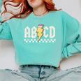 Boys Girls Teachers ABCD Rock Graphic Back To School Class Comfort Colors Sweatshirt Chalky Mint