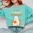 You Cant Scare Me I Teach Preschool Halloween Teacher Comfort Colors Sweatshirt Chalky Mint