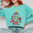 Christmas Library Tree Love Reading Books Nerd Teacher Comfort Colors Sweatshirt Chalky Mint