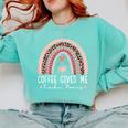 Coffee Gives Me Teacher Powers Leopard Rainbow Teacher Comfort Colors Sweatshirt Chalky Mint Coffee Gives Me Teacher Powers Leopard Rainbow Teacher Comfort Colors Sweatshirt Chalky Mint