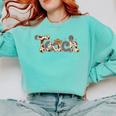 Cowhide Teacher Hat Cowboy Western Teacher Back To School Comfort Colors Sweatshirt Chalky Mint