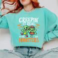Creepin It Real Monster School Teacher Principal Halloween Comfort Colors Sweatshirt Chalky Mint Creepin It Real Monster School Teacher Principal Halloween Comfort Colors Sweatshirt Chalky Mint
