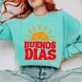 Cute Bilingual Spanish Teacher Buenos Dias Sunshine Comfort Colors Sweatshirt Chalky Mint Cute Bilingual Spanish Teacher Buenos Dias Sunshine Comfort Colors Sweatshirt Chalky Mint