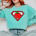 Cute Distressed Super Teacher Superhero Apple Shirt Comfort Colors Sweatshirt Chalky Mint Cute Distressed Super Teacher Superhero Apple Shirt Comfort Colors Sweatshirt Chalky Mint