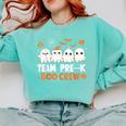Cute Ghosts Pre-K Boo Crew Teachers Halloween Party Team For Men Women Kids Comfort Colors Sweatshirt Chalky Mint