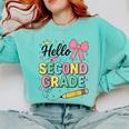 Cute Hello Second Grade Back To School Coquette Teacher Girl Comfort Colors Sweatshirt Chalky Mint Cute Hello Second Grade Back To School Coquette Teacher Girl Comfort Colors Sweatshirt Chalky Mint
