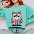 Cute Reading Owl Book Lover Teacher Librarian Bookworm Comfort Colors Sweatshirt Chalky Mint Cute Reading Owl Book Lover Teacher Librarian Bookworm Comfort Colors Sweatshirt Chalky Mint