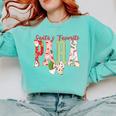 Cute Santas Favorite Para Christmas Paraprofessional Teacher Comfort Colors Sweatshirt Chalky Mint