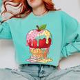Dripping Apple Ice Cream Cone Cute Teacher Appreciation Comfort Colors Sweatshirt Chalky Mint Dripping Apple Ice Cream Cone Cute Teacher Appreciation Comfort Colors Sweatshirt Chalky Mint