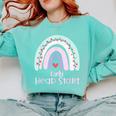 Early Headstart Cute Retro Rainbow Teachers Comfort Colors Sweatshirt Chalky Mint