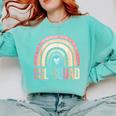 ESL Squad Teacher Crew Team Back To School English Rainbow Comfort Colors Sweatshirt Chalky Mint ESL Squad Teacher Crew Team Back To School English Rainbow Comfort Colors Sweatshirt Chalky Mint