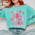 In My Esl Teacher Era Back To School ESL Teacher Groovy Comfort Colors Sweatshirt Chalky Mint