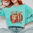 Fall Book Pumpkin Retro Reading Halloween Teacher Comfort Colors Sweatshirt Chalky Mint