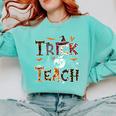 Fall Holiday Themed Thanksgiving Halloween Teacher Trick Or Comfort Colors Sweatshirt Chalky Mint Fall Holiday Themed Thanksgiving Halloween Teacher Trick Or Comfort Colors Sweatshirt Chalky Mint