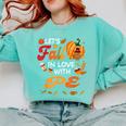 Lets Fall In Love With PE Teacher Thanksgiving Comfort Colors Sweatshirt Chalky Mint