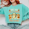 Are You Fall O Ween Directions Teacher Halloween Dog Ghost Comfort Colors Sweatshirt Chalky Mint