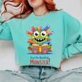 Feed The Reading Monster Halloween Teacher Comfort Colors Sweatshirt Chalky Mint Feed The Reading Monster Halloween Teacher Comfort Colors Sweatshirt Chalky Mint