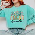 First Grade Teacher Wildflower Back To School Floral Outfits Comfort Colors Sweatshirt Chalky Mint First Grade Teacher Wildflower Back To School Floral Outfits Comfort Colors Sweatshirt Chalky Mint