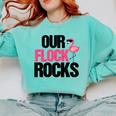 Our Flock Rocks Flamingo Mother's Day Teacher Comfort Colors Sweatshirt Chalky Mint Our Flock Rocks Flamingo Mother's Day Teacher Comfort Colors Sweatshirt Chalky Mint
