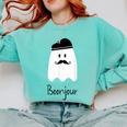 French Teacher Halloween Bonjour Ghost Comfort Colors Sweatshirt Chalky Mint