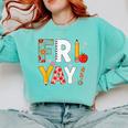 Fri Yay Teacher Happy Friday Friyay Weekend Back To School Comfort Colors Sweatshirt Chalky Mint