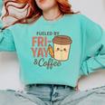 Friyay Teacher Coffee Friday School Cute Fri Yay Comfort Colors Sweatshirt Chalky Mint