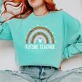 Future Teacher Kids Youth Girls Leopard Rainbow Women Comfort Colors Sweatshirt Chalky Mint