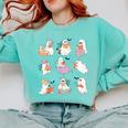 Ghost Book Reading Halloween Books Lover Teacher Kids Comfort Colors Sweatshirt Chalky Mint