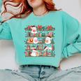 Ghost Christmas Reading Book Lover Library Christmas Teacher Comfort Colors Sweatshirt Chalky Mint