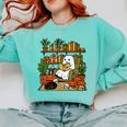 Ghost Library Reading Books Halloween Librarian Teacher Comfort Colors Sweatshirt Chalky Mint