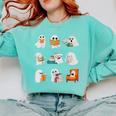 Ghost Reading Teacher Halloween Librarian Book Lover School Comfort Colors Sweatshirt Chalky Mint Ghost Reading Teacher Halloween Librarian Book Lover School Comfort Colors Sweatshirt Chalky Mint