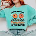 Groovy I Teach The Cutest Pumpkins In The Patch For Teacher Comfort Colors Sweatshirt Chalky Mint