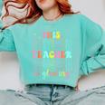 Groovy This Teacher Is Glowing Hello Summer End Of School Comfort Colors Sweatshirt Chalky Mint