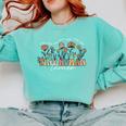 Groovy Tiny Human Tamer Floral Kindergarten Teacher Comfort Colors Sweatshirt Chalky Mint